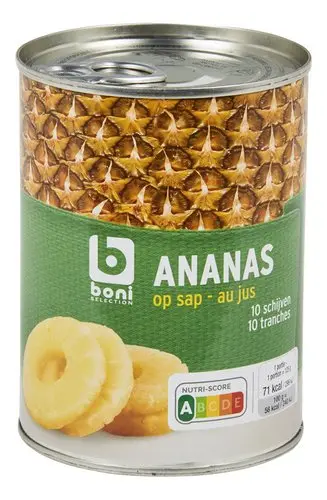 Boni Ananas schijven op sap blik (1x567 g)