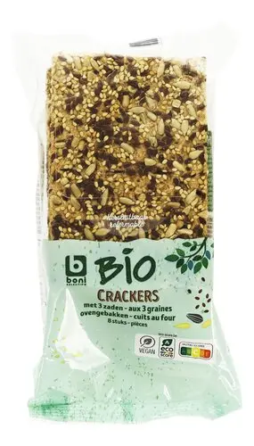 Boni Bio crackers met 3 zaden (1x200 g)