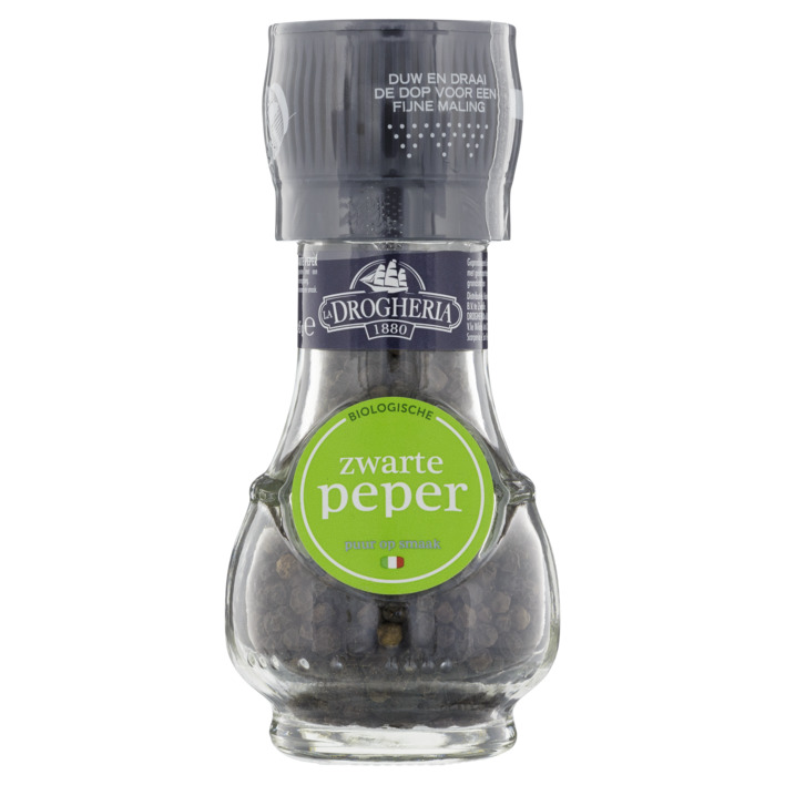 Drogheria zwarte peper en molen 6 x 47g