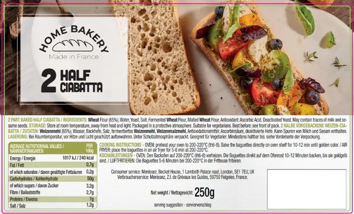 Home bakery half ciabatta (1x250 g)