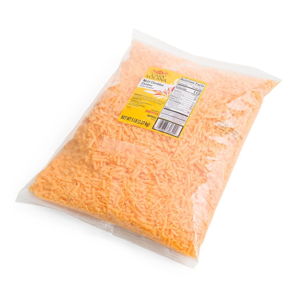 Casa Solana Cheddar Mild Feather Shredded 5lb