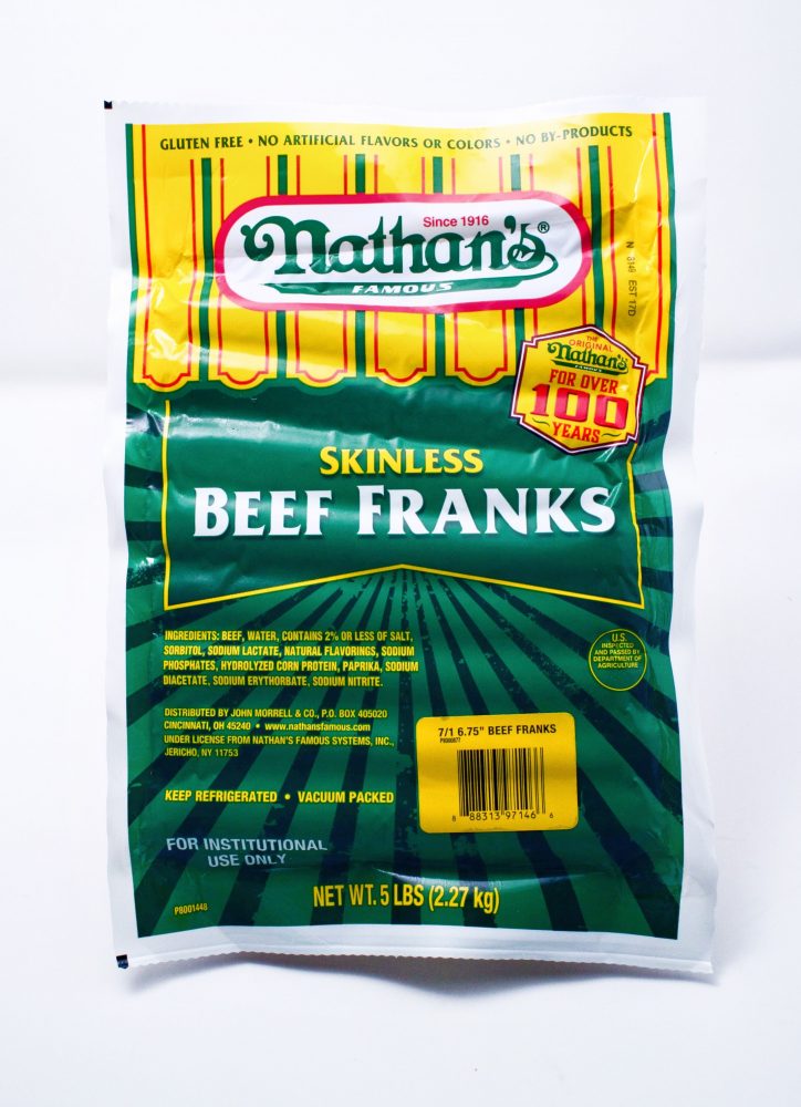 Nathan's Frankfurter all-beef 5 per pound 6inch 5lb