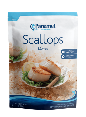 Panamei scallops 80/100 processed iqf 24x1lb