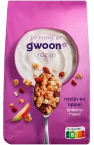 Gwoon Krokante muesli rozijn en appel (1x900 g)