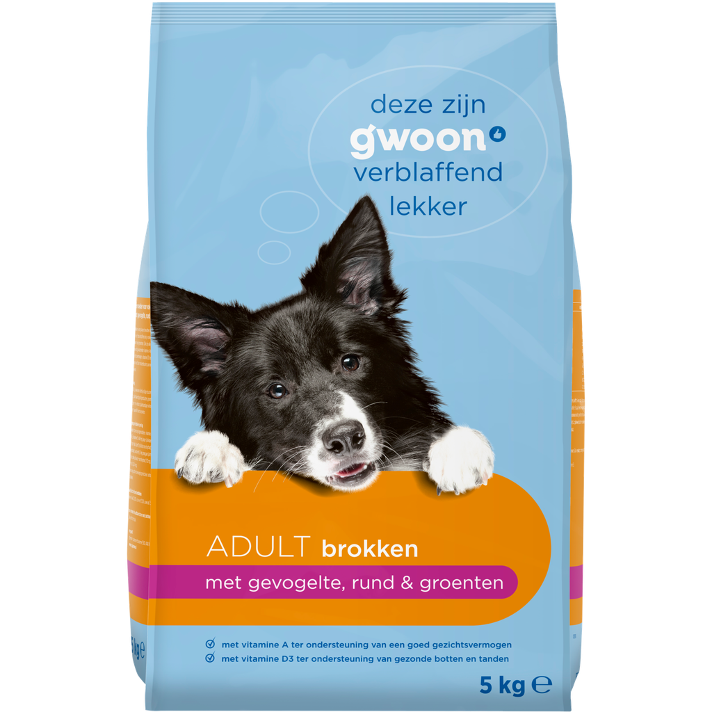 G'woon hond brokken gevogelte rund groenten 1x5000 gr