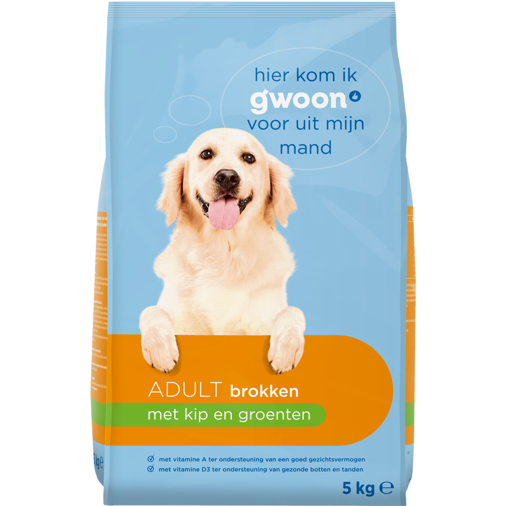 G'woon hond brokken kip 1x5000 gr