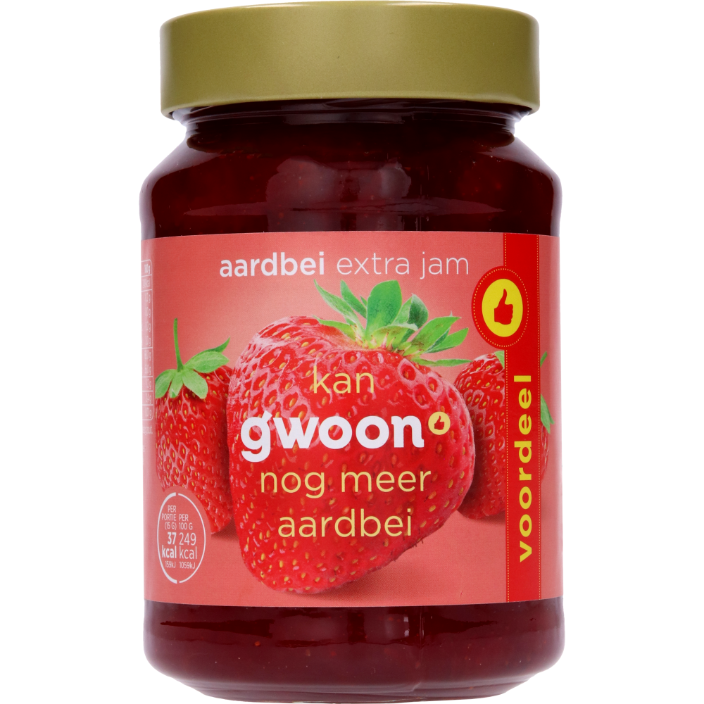 G'woon extra jam aardbei 6 x 450gr