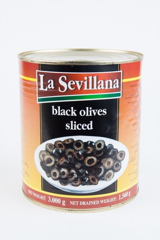 Sevillana zwarte olijven gesneden 3l
