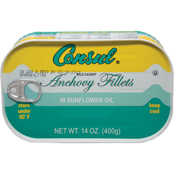 Anchovy fillets flat imported in vegetable oil 13oz