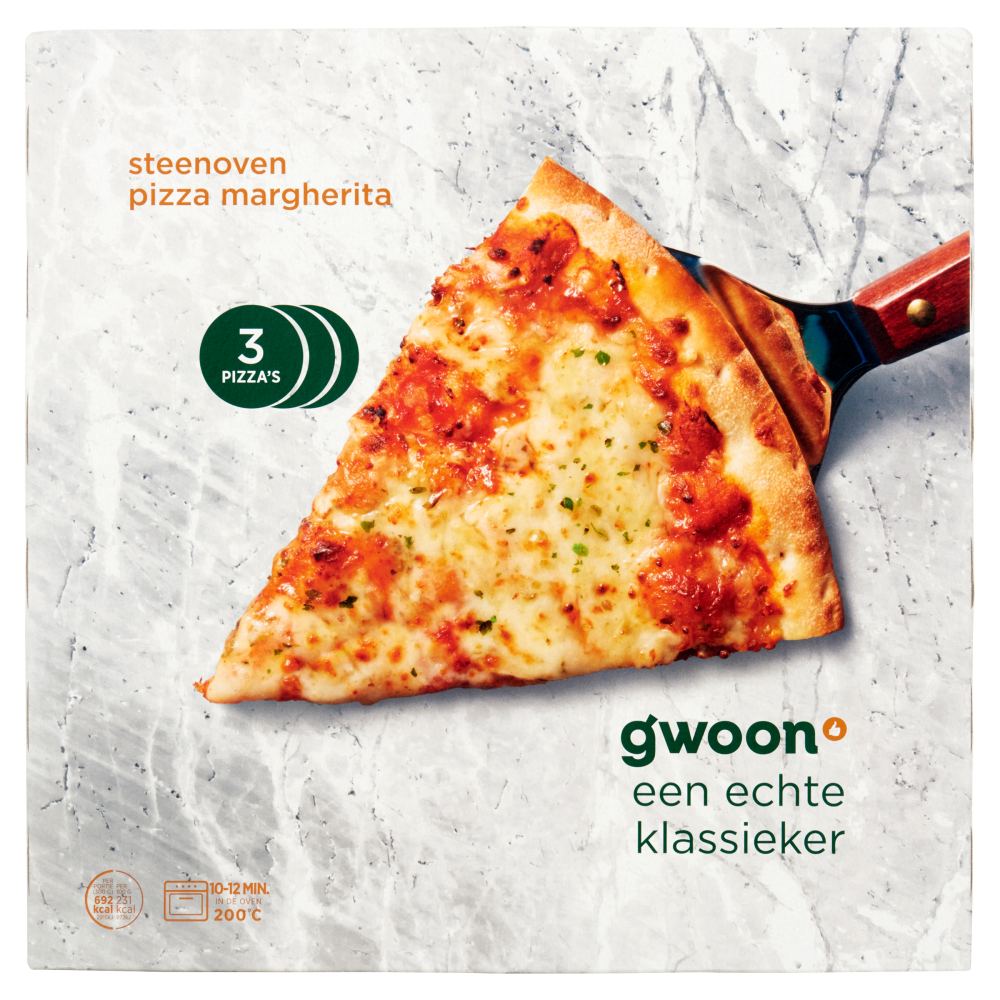 G'woon steenoven pizza margherita 4x900gr