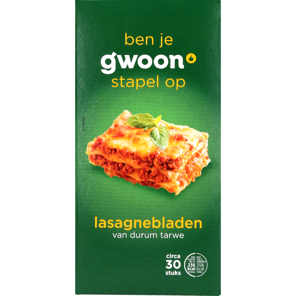 G'woon lasagne bladen naturel 12x500gr