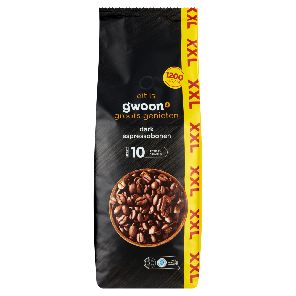 G'woon dark espresso bonen xxl 4x1200gr