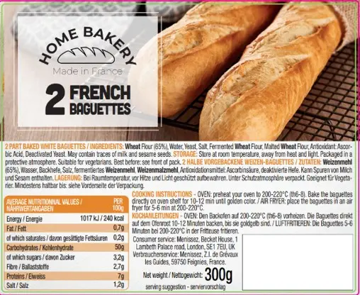 [106712] Home bakery french baguettes (1x300 g)