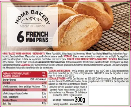 [106710] Home bakery french mini pains (1x300 g)