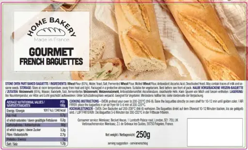 [106711] Home bakery gourmet french baguette (1x250 g)
