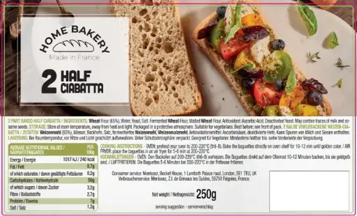 [106713] Home bakery half ciabatta (1x250 g)