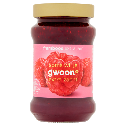 [104918] G'woon extra jam framboos 6 x 450gr